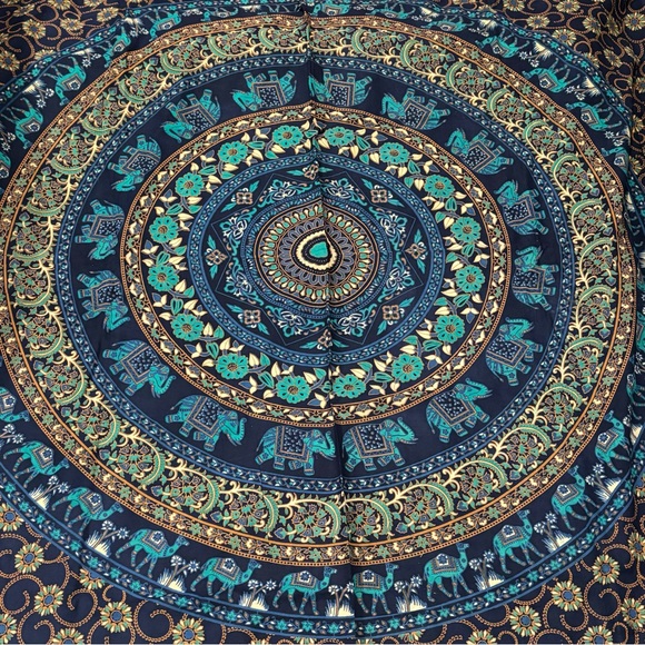New Blue/Purple Elephant Camel Mandala Medallion Indian Tapestry Wall Hanging - Picture 6 of 11